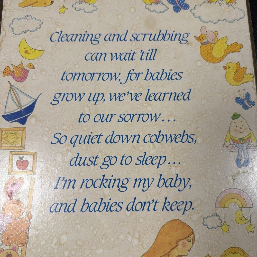 VTG Wood Nursery Decor Words Of Wisdom Cute Baby Rhymes
